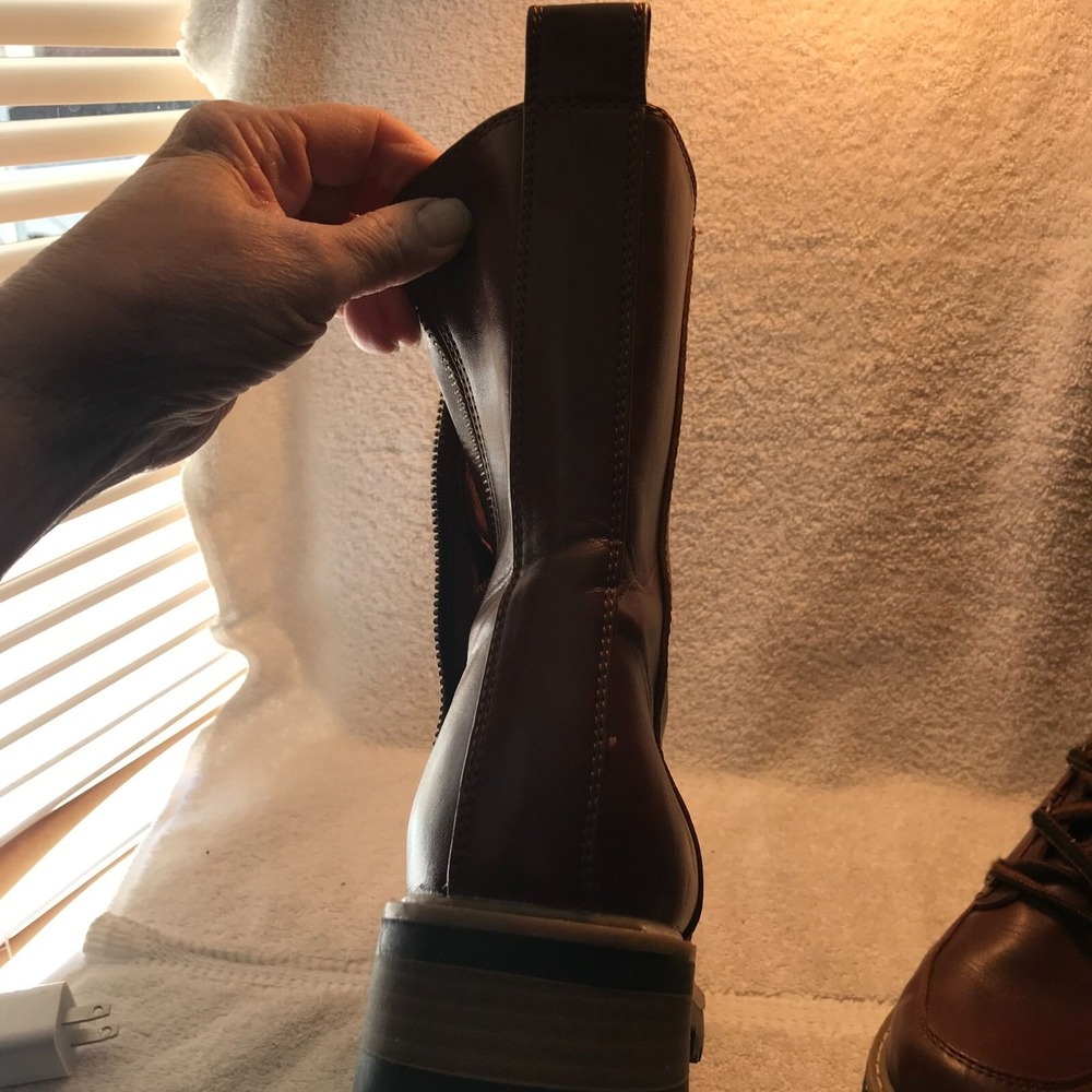Target Women's Brown Combat Boots With Side Zipper - Size 8.5 - Picture 7 of 14